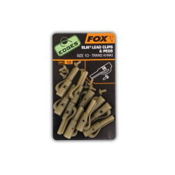 Fox Carp Edges Size 10 Slik lead clip + pegs trans khaki